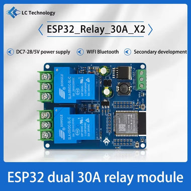 LC DC7-28/5V Power Supply WiFi bluetooth Dual Channel 30A Relay Development Board ESP32 Secondary Development