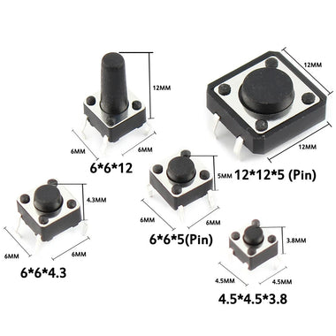 125pcs/Lot Touch Switch/Micro Switch /Push Buttons Switches 25 Types Assorted Kit 2*4/3*6/4*4/6*6 for DIY Tool Package