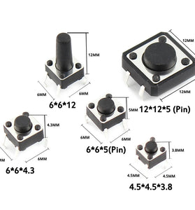 125pcs/Lot Touch Switch/Micro Switch /Push Buttons Switches 25 Types Assorted Kit 2*4/3*6/4*4/6*6 for DIY Tool Package