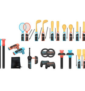 TNS-5113 Switch2 Sports 24-in-1 Motion Controller Kit for Nintendo Switch Joy-Con with Tennis Racket Fishing Rod Gun Grip Leg Strap VR Accessories Family Game Set