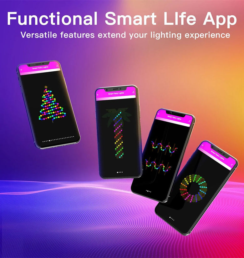 RSH Smart Tuya Wifi Bluetooth LED Light String IP65 Waterproof for Halloween Christmas Party Festival Luminous Leather String Light