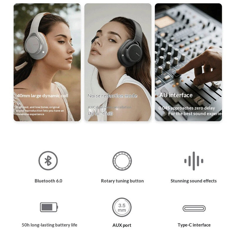 MS-B15 Wireless Headset bluetooth V6.0 Headphone with Rotary Volume Knob 40mm Driver 50H Playback Support AUX Connection Foldable Design Headphones