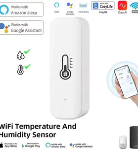 WiFi Temperature Humidity Tester Smart Home Integration Alexa Google Assistant Mobile App Control -10 to 60 0-99% Humidity