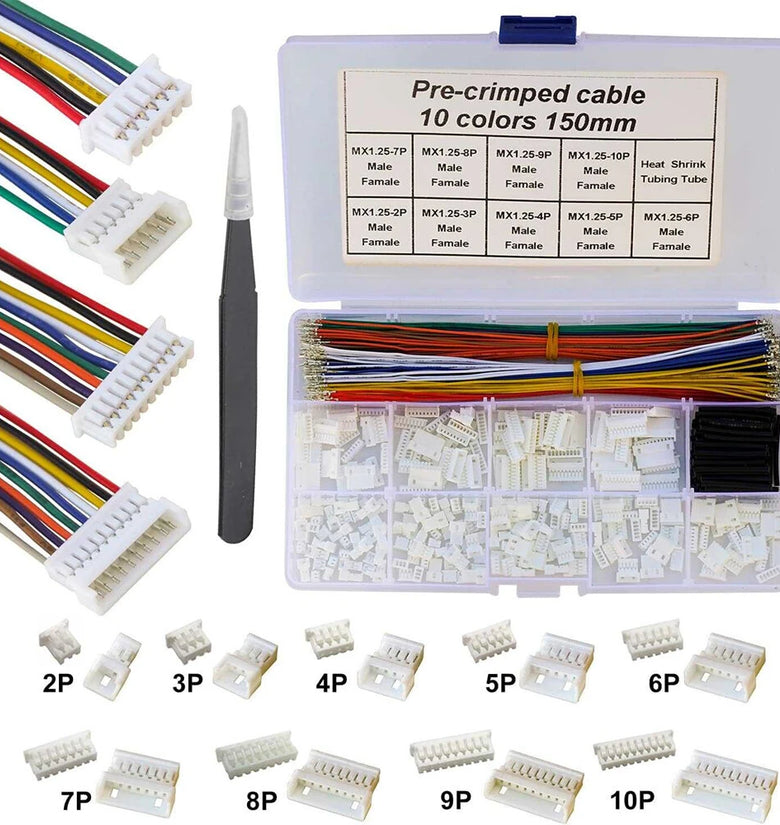 MX1.25mm Male Connector Kit 2/3/4/5/6/7/8/9/10P Crimp Terminal Wire For Pixhawk APM2.8 Male Plug Electronic
