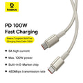 Baseus Tungston Gold Series 5A 100W Type-C to Type-C Cable Fast Charging Data Transmission Tinned Copper Core Line 1M Long for iPhone 15 15 Pro for Huawei Mate60 Pro for Xiaomi 14pro for Samsung Galaxy ZFlip4
