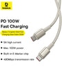 Baseus Tungston Gold Series 5A 100W Type-C to Type-C Cable Fast Charging Data Transmission Tinned Copper Core Line 1M Long for iPhone 15 15 Pro for Huawei Mate60 Pro for Xiaomi 14pro for Samsung Galaxy ZFlip4