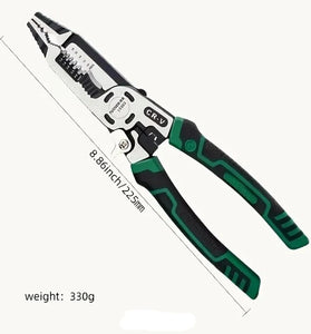 1PCS Multi-Purpose Vanadium Steel Electrician Pliers Multifunctional Wire Stripping Cutting Pulling Tool Non-Slip Rubber Grip Professional Use