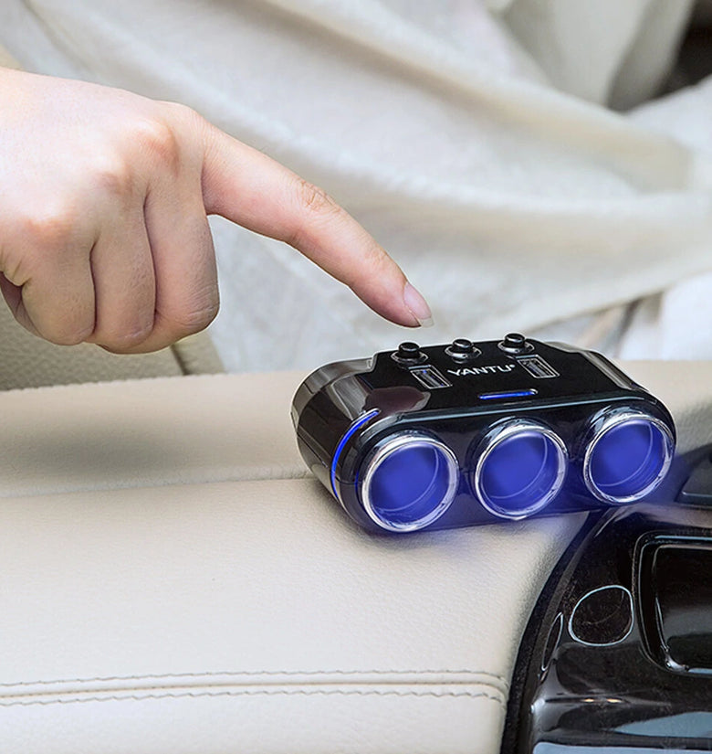 YANTU 12V-24V Car Power Socket Car Charger 2USB Charging Port 3.1A QC3.0 Fast Charger Cordless