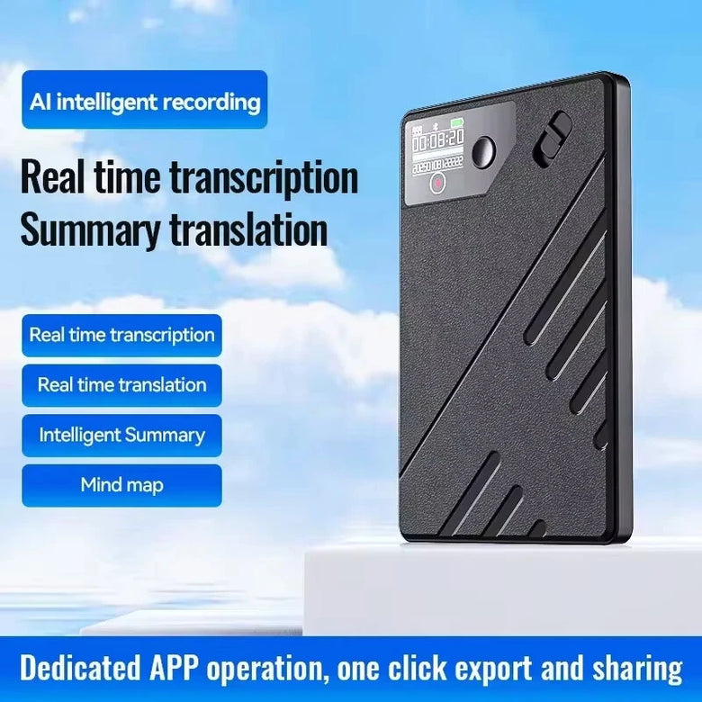 A5 AI Voice Recorder bluetooth Real-Time Transcription 60 Languages Translation ChatGPT 4 AI Summarization App Control Voice to Text 25H Battery Life Portable Magnetic Voice Recorder