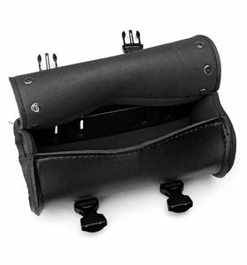Motorcycle Front Fork Tool Saddlebags Pouch Luggage Black Leather For Harley