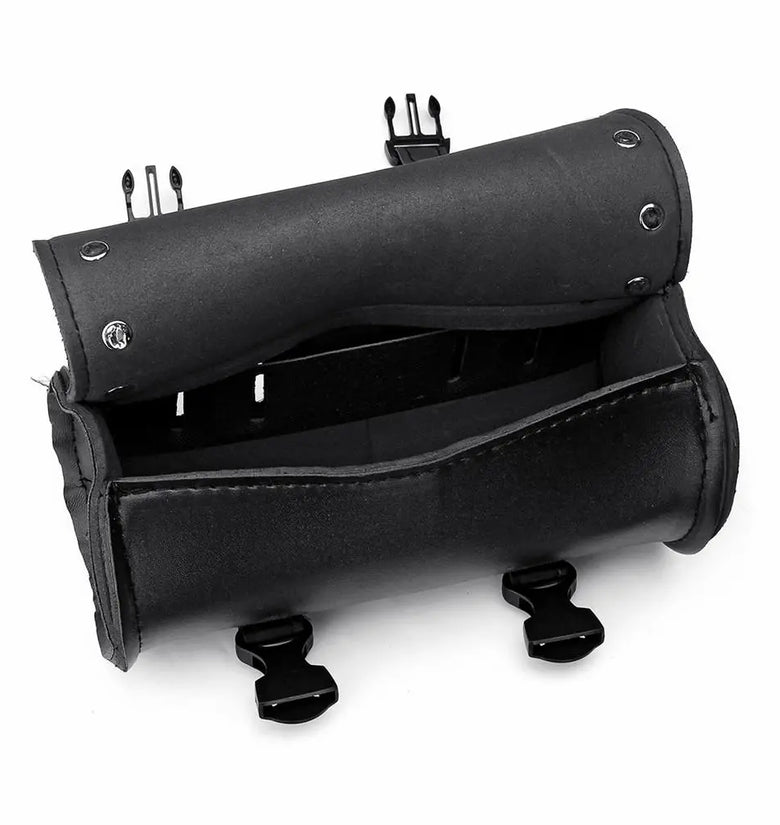 Motorcycle Front Fork Tool Saddlebags Pouch Luggage Black Leather For Harley
