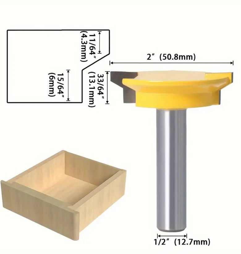 Drawer Tenon Router Bit Carbon Steel Tungsten Carbide Sharp Edged 1/2