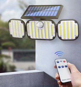 3-Head Motion Sensor Solar Light 350LM IP65 Waterproof Remote Control Floodlight 164/238 LED Outdoor Solar Lamp