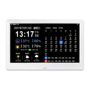 Smart WiFi Weather Forecast Perpetual Calendar Electronic Clock Digital Lunar Calendar Desk Calendar Display Weather Station EU Plug
