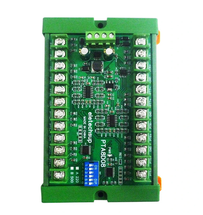 PTA8D08 8ch DC 8-30V PT100 RTD RS485 Temperature Sensor Module Modbus RTU Platinum Thermal Resistance Collector -40~500C Module Board