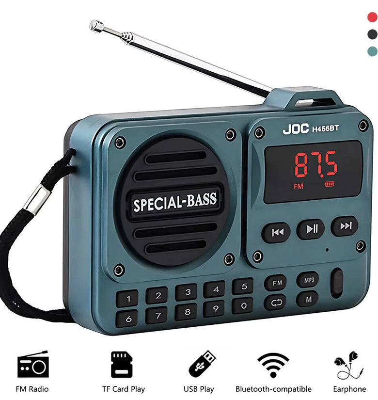456BT Portable Radio FM Radio Rechargeable bluetooth Speakers Support Earphone USB TF Card MP3 Player Speaker Radios