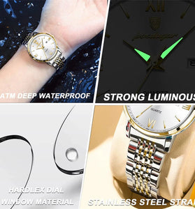 POEDAGAR Women Watch Thin Waterproof Luminous Quartz Watch Calendar Analog Stainless Steel Wrist Watch Date Lady Watch