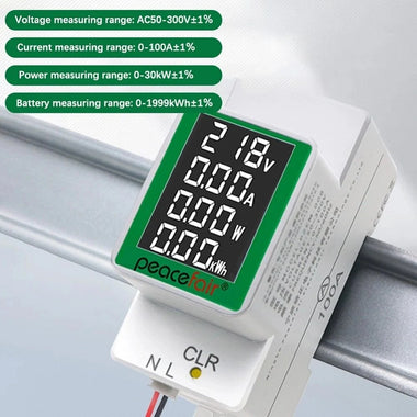 Peacefair PZEM-008 AC50-300V/100A LCD Screen Digital Voltagemeter Multifunctional with Active Power Battery and Current Measurement Backlight Feature