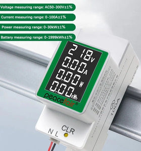 Peacefair PZEM-008 AC50-300V/100A LCD Screen Digital Voltagemeter Multifunctional with Active Power Battery and Current Measurement Backlight Feature