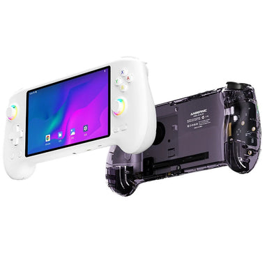 ANBERNIC RG557 128G 5.48-inch AMOLED Screen Retro Handheld Console Android 14 Dimensity 8300 Built-in 4000+ Games WiFi 6E PS2 GBA Emulator RGB Dual Joystick Hall Triggers Gamepad Six-axis Vibration Function