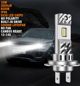 SEALIGHT S6-H7 Pair Car LED Headlight Bulbs 30W 3000LM 6500K High Power Canbus Super Bright 5530 LED Chips IP68 Waterproof