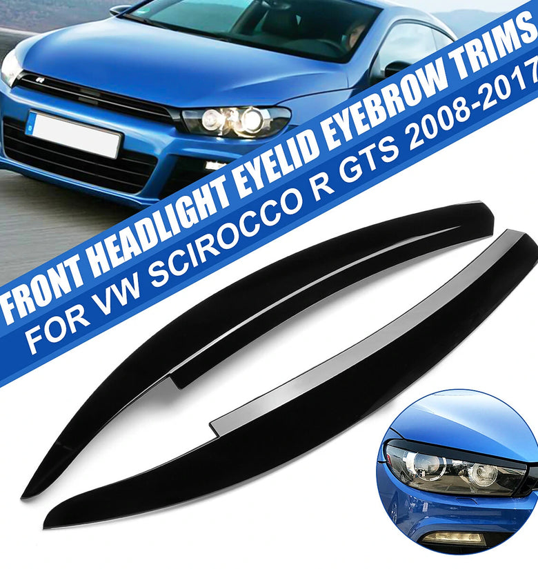 For VW Scirocco R GTS 2008-2017 2pcs Front Headlight Eyelid Eyebrow Trims