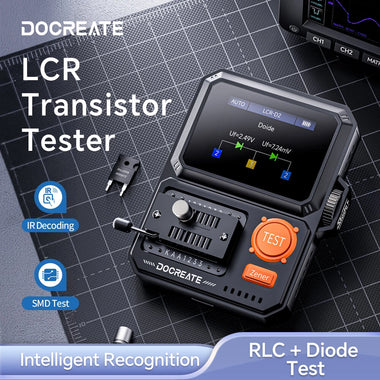 DOCREATE LCR-D2 Transistor Tester Digital LCR ESR Meter SMD Component Analyzer with IR Decoder for Diode Capacitor Inductor Resistor MOSFET IGBT