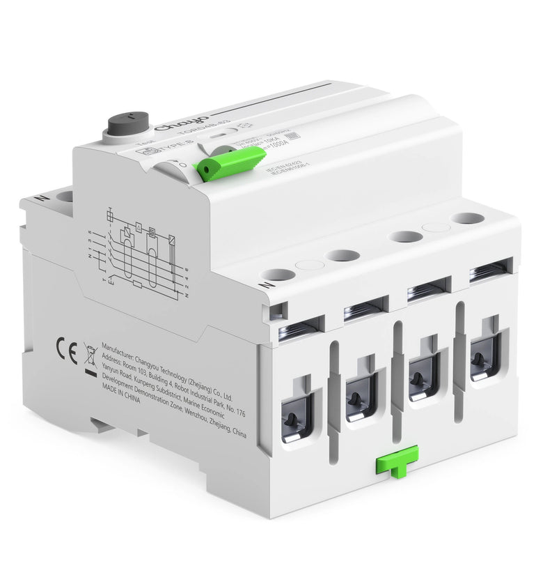 Chayo RCD RCCB Type B Earth Leakage Residual Current Circuit Breaker Evse 2P 4P AC 63a 30ma 100ma 300ma 10KA Din Rail 230V