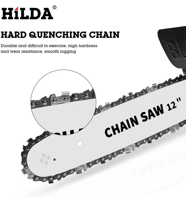 HLIDA Multi-Compatible Electric Chain Saw Converter DIY Kit Adjustable Hardened Saw Chain High Speed 11000rpm with Auto-Oil Supply Safety Features for Effective Wood Glass Metal Cutting