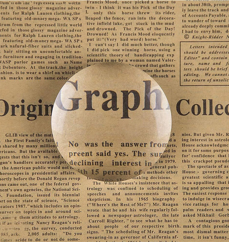 10X High Magnification Crystal Desktop Reading Magnifier Acrylic Lens 65mm Lens Diameter and Dual Function as Paperweight for Home and Office Use