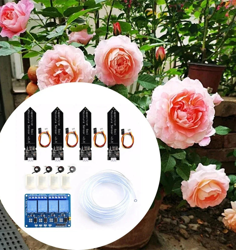 DC5V 4-Way Automatic Irrigation System Self Watering DIY Kits Garden Greenhouse Flower Water Pump Smart Soil Moisture Sensor