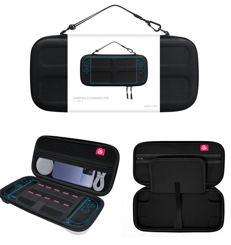 JYS JYS-NS2282 Switch2 Carrying Case EVA Shockproof Water-Resistant 10 Game Card Slots 1680D Oxford Fabric Portable Handheld Storage Bag