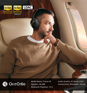OneOdio Focus A5 Wireless Headset ANC bluetooth Headphone -45dB Deep Active Noise Cancelling Hi-Res LDAC Low Latency Over Ear Headset