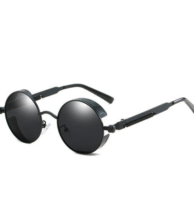 Men's Polarized Sunglasses Round Gothic Steampunk Sunglasses Men Vintage Metal Clear Lens Glasses Spring Hinge Oculos UV400 Lunette