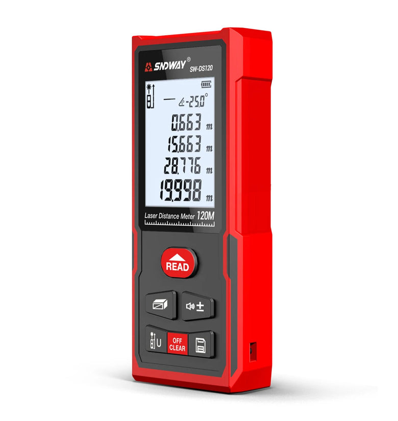SNDWAY SW 120m 100m 70m 50m Laser Distance Meter Digital Rangefinder Electronic Level with Angle Sensor Backlight Waterproof