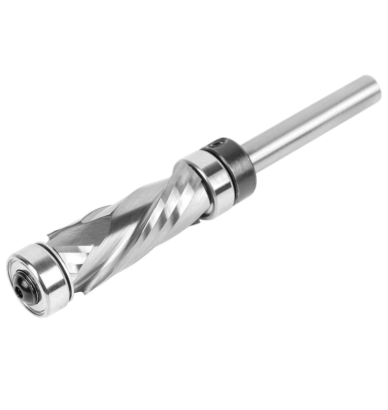 1/4 Inch Shank Carbide Compression Flush Trim Router Bit with Top Bottom Bearing 1/2 Inch Cutting Dia Tungsten Carbide Cutter for Woodworking Trimming Slotting