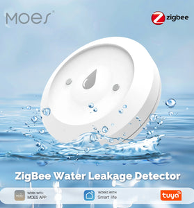 MOES Tuya ZigBee3.0 Water Leak Sensor Smart Flood Detector APP Alerts Remote Monitoring for Home Pipe Protection Smart Life APP