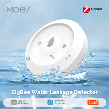 MOES Tuya ZigBee3.0 Water Leak Sensor Smart Flood Detector APP Alerts Remote Monitoring for Home Pipe Protection Smart Life APP
