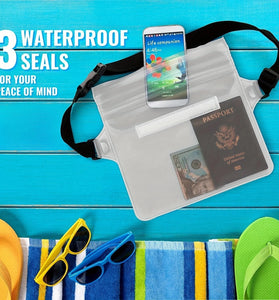 Outdoor Waterproof Transparent PVC Screen Touch Phone Waist Bag with Adjustable Strap Valuables Dry for Diving Surfing Swimming Kayaking Boating
