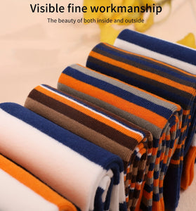 5pairs Men's Fun Dress Socks, Cotton Long Socks, Cool Funky Crew Socks For Men, Plus Size Colorful Striped Fun Novelty Socks