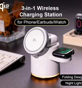 QI2 15W 3-in-1 Magnetic Wireless Charger Fast Wireless Charging Station for Smart Phones for iPhone 17 17Pro 16 15 Pro Max for Huawei Pura 80 Ultra for SAMSUNG for XIAOMI for Apple Watch for Airpods