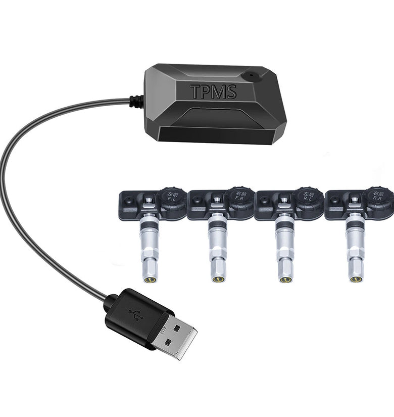 4 Wheel USB Android Car Tire Pressure Alarm System 433.92MHz TPMS Wireless Transmission Auto Security Temperature Alarm System
