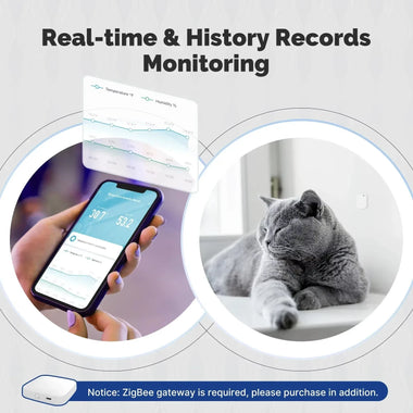 MOES Tuya Zigbe Smart Temperature Humidity Sensor Indoor Hygrometer APP Monitoring Battery Powered Works with Alexa Google Home