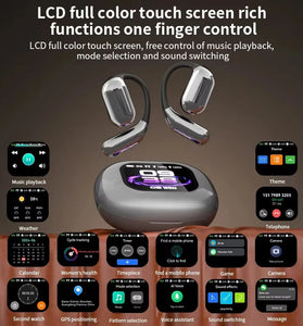 YYK-Q16PRO Wireless bluetooth 5.4 Earbuds AI Translation Earphone Touch Screen 360 Surround Stereo ENC Call Noise Cancelling 40H Playback Flexible Earhooks Sports Headphones