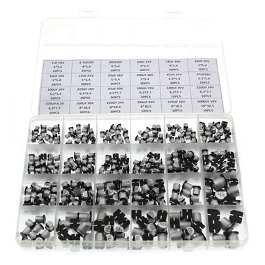 1UF~1000UF 6.3V-50V 400Pcs 24Value SMD Aluminum Electrolytic Capacitors Assortment Kit