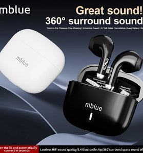 Mblue AR02 Sports Headset Wireless bluetooth 5.4 Earphone 13mm Dynamic Driver Unit 360 Spatial Surround Sound Call Noise Reduction 50H Battery Life IPX5 Waterproof Semi-in-ear Headphones