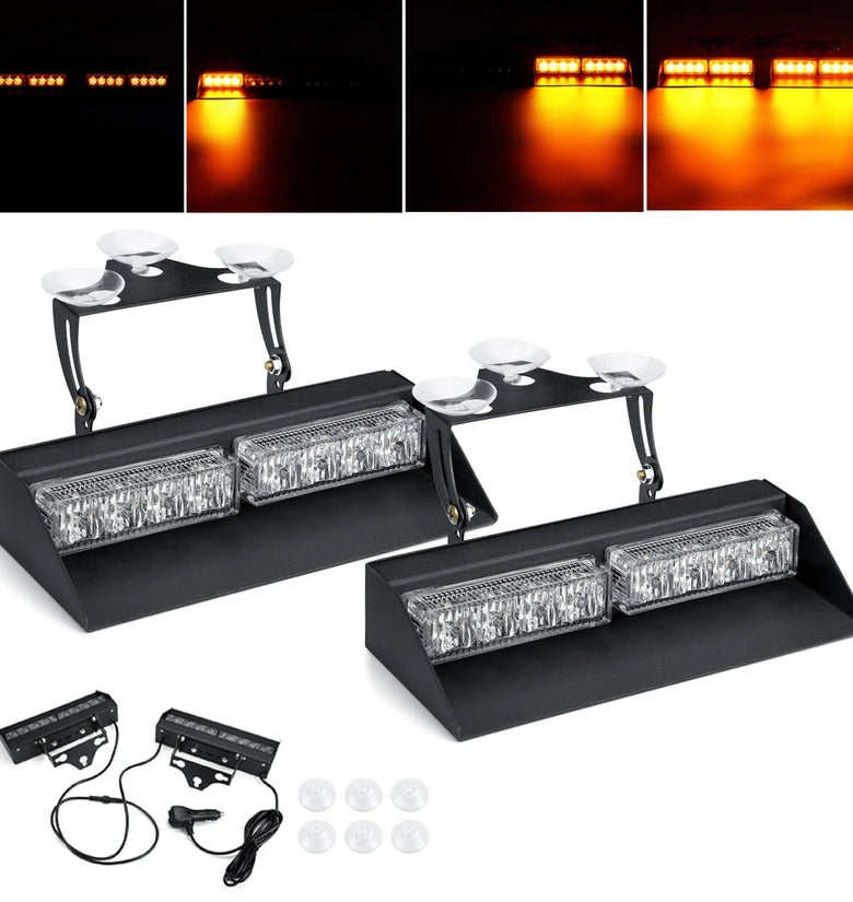 10-30V Emergency Strobe Lights 27 Mode Interior Windshield Lamp With Suction Cups For Trucks