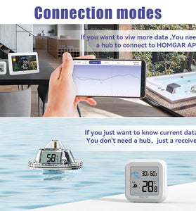 BALDR Digital Swimming Pool Thermometer -9.9-50 Range Accurate 360 Degree View Connects to HOMGAR App  Indoor Humidity Temperature Measurement