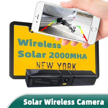 Wireless Solar Energy 720P Rear Front License Wifi Camera Built-in Battery for IPhone Android Phone Truck Car Van RV