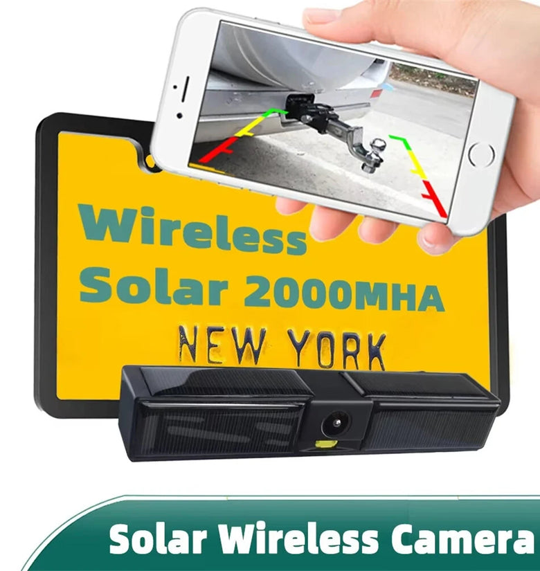 Wireless Solar Energy 720P Rear Front License Wifi Camera Built-in Battery for IPhone Android Phone Truck Car Van RV